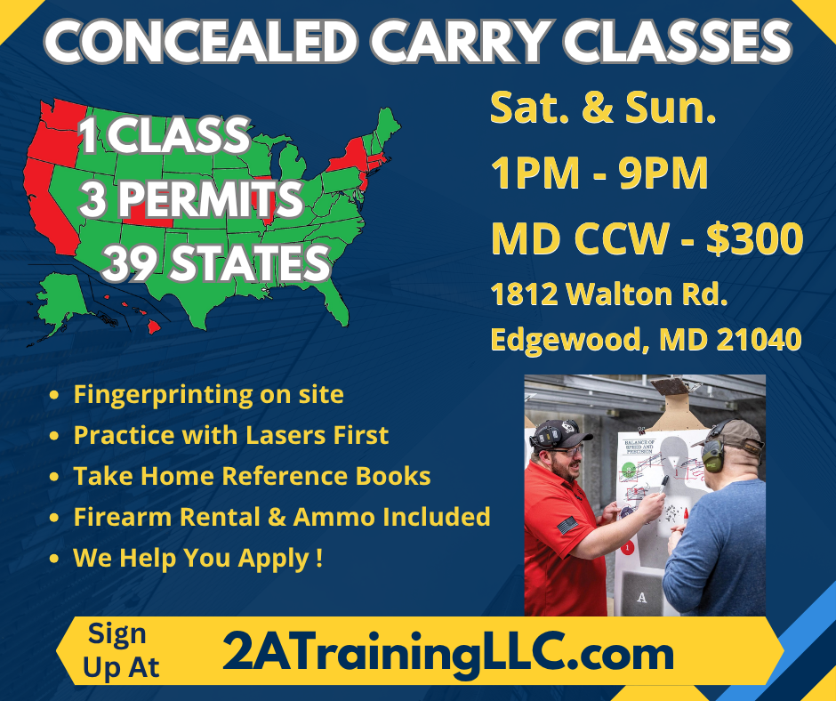 Maryland Concealed Carry Permit, Maryland Concealed Carry License, Concealed Carry Training, CCW Permit, CCW License, Maryland Handgun Permit, Maryland HGP
